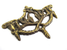 Antique Rams Head Keyhole cover, Antique brass escutcheon, keyhole frame, plate, goat, ram.
