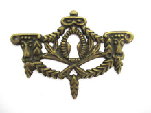Antique Rams Head Keyhole cover, Antique brass escutcheon, keyhole frame, plate, goat, ram.