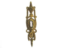1 (ONE) Antique Brass Ornate Escutcheon, keyhole cover, Empire.