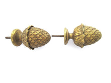 Antique Pinecone, Acorn Finials - Set of 2 - Brass Ornament.