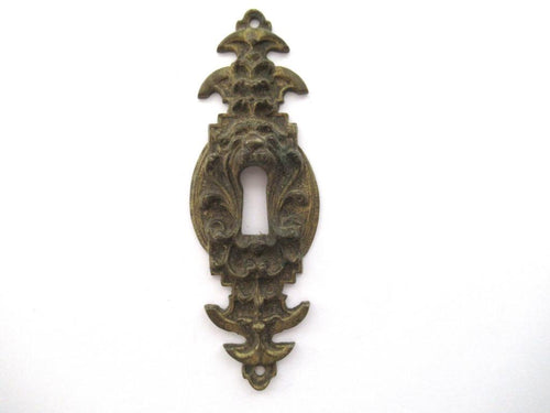 Antique Ornate Keyhole cover, lion, escutcheon, key hole, Empire, keyhole plate, solid brass.