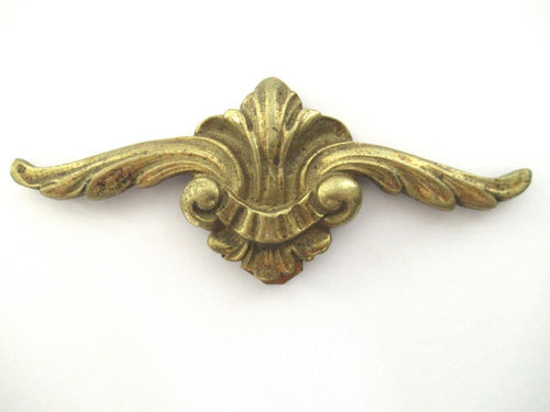 1 (ONE) Antique Brass Furniture Applique, ornament. Empire embellishment. Authentic hardware, restoration supply.
