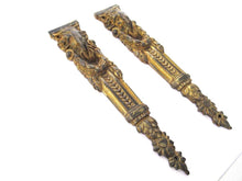 Brass Antique Ornament Furniture Applique 6 Inch, Set of 2, Decoration mount, Embellishment, Pediment, Ram, Satyr, Belier, Goat.