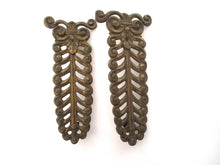 Set of 2 Furniture Applique - Antique brass ornament, embellishment, furniture hardware, escutcheon,restoration hardware.