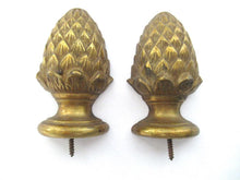 Antique half Pinecone, Acorn Finials - Set of 2 - Brass Ornament.