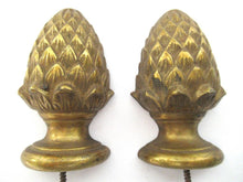 Antique half Pinecone, Acorn Finials - Set of 2 - Brass Ornament.