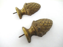 Antique half Pinecone, Acorn Finials - Set of 2 - Brass Ornament.
