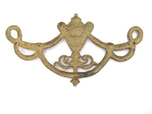 1 (ONE) Antique Brass Furniture Applique. Empire embellishment. Authentic hardware, restoration supply, Width 7 Inch.