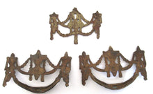 Antique drawer handles and keyhole cover, set of 3, cabinet hardware, goat, satyr, ram, belier.
