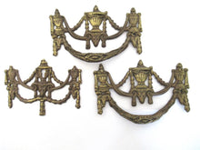 Antique drawer handles and keyhole cover, set of 3, cabinet hardware, goat, satyr, ram, belier.