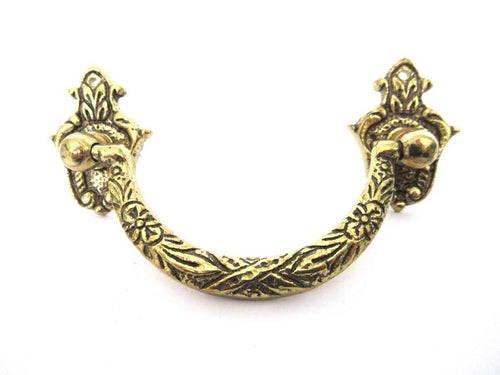 1 (ONE) Vintage brass Drawer Handle, cabinet pull.