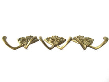 Set of 3 Small Wall hooks, Antique Coat hook, Towel hook, Kitchen hook, Solid brass.