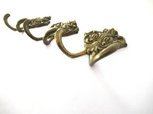 Set of 3 Small Wall hooks, Antique Coat hook, Towel hook, Kitchen hook, Solid brass.