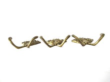 Set of 3 Small Wall hooks, Antique Coat hook, Towel hook, Kitchen hook, Solid brass.