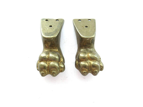 Set 2 pcs Brass Lion Paws, Antique Solid Brass Claws / Feet.