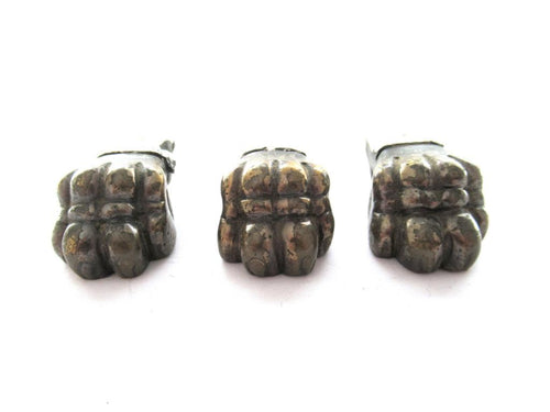 Set of 3 Brass Lion Paws, Antique Solid Brass Claws / Feet.