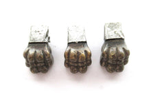 Set of 3 Brass Lion Paws, Antique Solid Brass Claws / Feet.