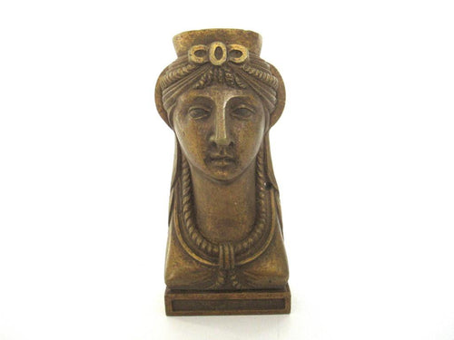 Antique Empire Ornament, solid bronze female furniture embellishment. Ornate ornamental furniture mount.