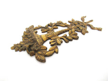 Antique Brass furniture mount applique, embellishment, pediment, floral.