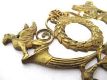 Antique Brass applique with griffins, ornament, embellishment, pediment.