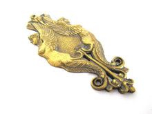 Antique Brass applique, ornament, embellishment, pediment, putti, cherub.