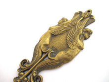 Antique Brass applique, ornament, embellishment, pediment, putti, cherub.