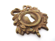 1 (ONE) Escutcheon, Laurel, bow, embellishment, Empire Solid brass, keyhole cover, Restoration hardware.