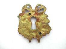 1 (ONE) Escutcheon, Laurel, bow, embellishment, Empire Solid brass, keyhole cover, Restoration hardware.