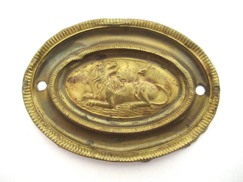 Antique Stamped, pressed Brass, Copper Ornament, brass furniture applique, handle escutcheon.