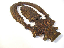 Brass furniture mount applique, embellishment, pediment, floral.