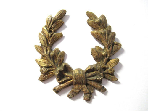 Authentic Brass Wreath applique, Furniture Hardware. Empire embellishment. Restoration supply.