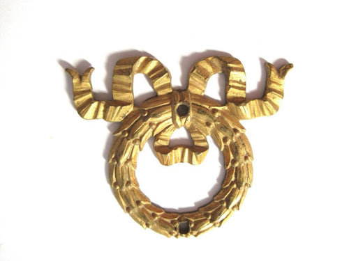 Antique Bow Ornament Furniture Mount Applique. Decoration mount, Authentic hardware, restoration supplies.