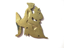 Small Brass antique applique, woman with harp, ornament, embellishment, pediment.