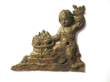 Antique Small Brass applique, ornament, embellishment, pediment, cherub, putti, angel.