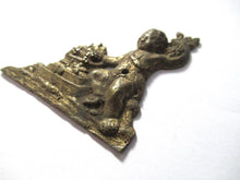 Antique Small Brass applique, ornament, embellishment, pediment, cherub, putti, angel.