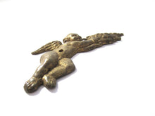 Antique Small Brass applique, ornament, embellishment, pediment, cherub, putti, angel.