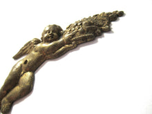 Antique Small Brass applique, ornament, embellishment, pediment, cherub, putti, angel.