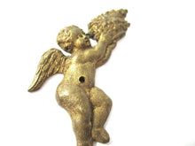 Antique Small Brass applique, ornament, embellishment, pediment, cherub, putti, angel.