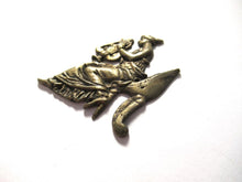 Small Brass antique applique, woman with harp, ornament, embellishment, pediment.