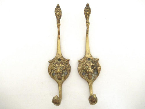 Set 2 pcs Antique Brass Lion Head Coat hooks, Wall hooks.