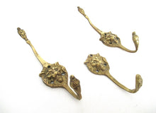 Set 3 pcs Antique Brass Lion Head Coat hooks, Wall hooks.