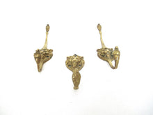 Set 3 pcs Antique Brass Lion Head Coat hooks, Wall hooks.