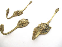 Set 3 pcs Antique Brass Lion Head Coat hooks, Wall hooks.