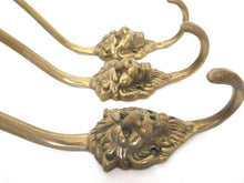 Lion hooks Solid Brass Lion Head Wall hook - Set of 4 Coat hooks. Decorative animal storage solution, coat hangers.