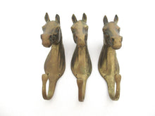 Set of 3 pcs Solid Brass Horse Head Wall hooks, Coat hooks, Hanger, horse head.