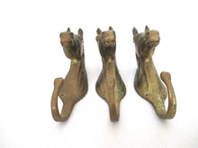 Set of 3 pcs Solid Brass Horse Head Wall hooks, Coat hooks, Hanger, horse head.
