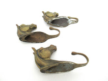 Set of 3 pcs Solid Brass Horse Head Wall hooks, Coat hooks, Hanger, horse head.
