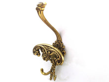 1 (ONE) Antique Coat hook, Wall hook, Solid Brass Ornate Victorian style hook, made in Italy.