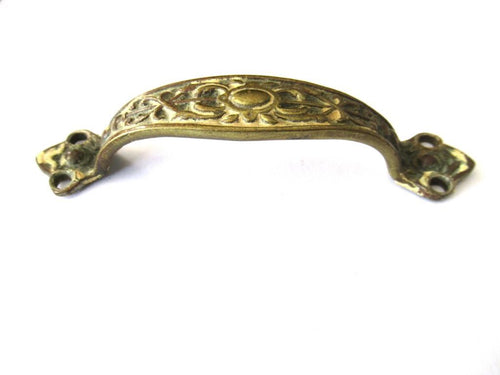Antique Brass Cabinet Pull, Vintage Door Knob, disstressed drawer pull.