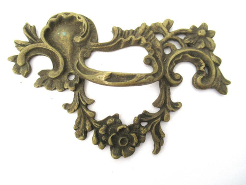 Antique Floral Handle Ornate brass Drawer Pull, Cabinet hardware